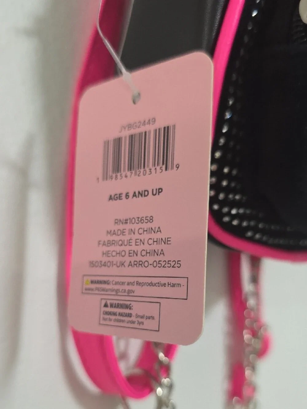 Juicy Couture Black & Hot Pink Rhinestone Cherry Mini Backpack